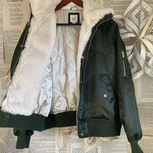 GAP Dark Green Jacket with Faux Fur Lining